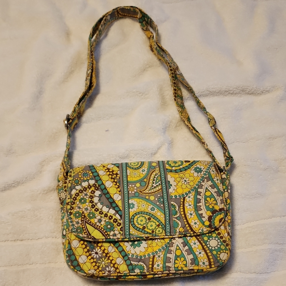 Vera Bradley Yellow and Green Paisley Crossbody Bag